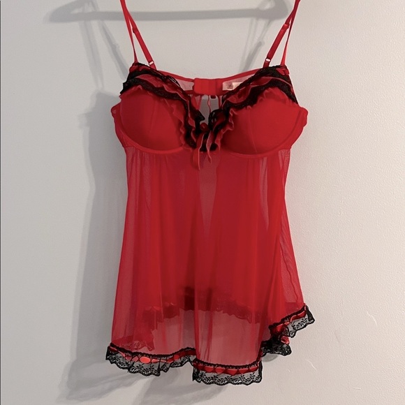 Scarlet and Ebony Lace Trim Babydoll Chemise L - Picture 1 of 6